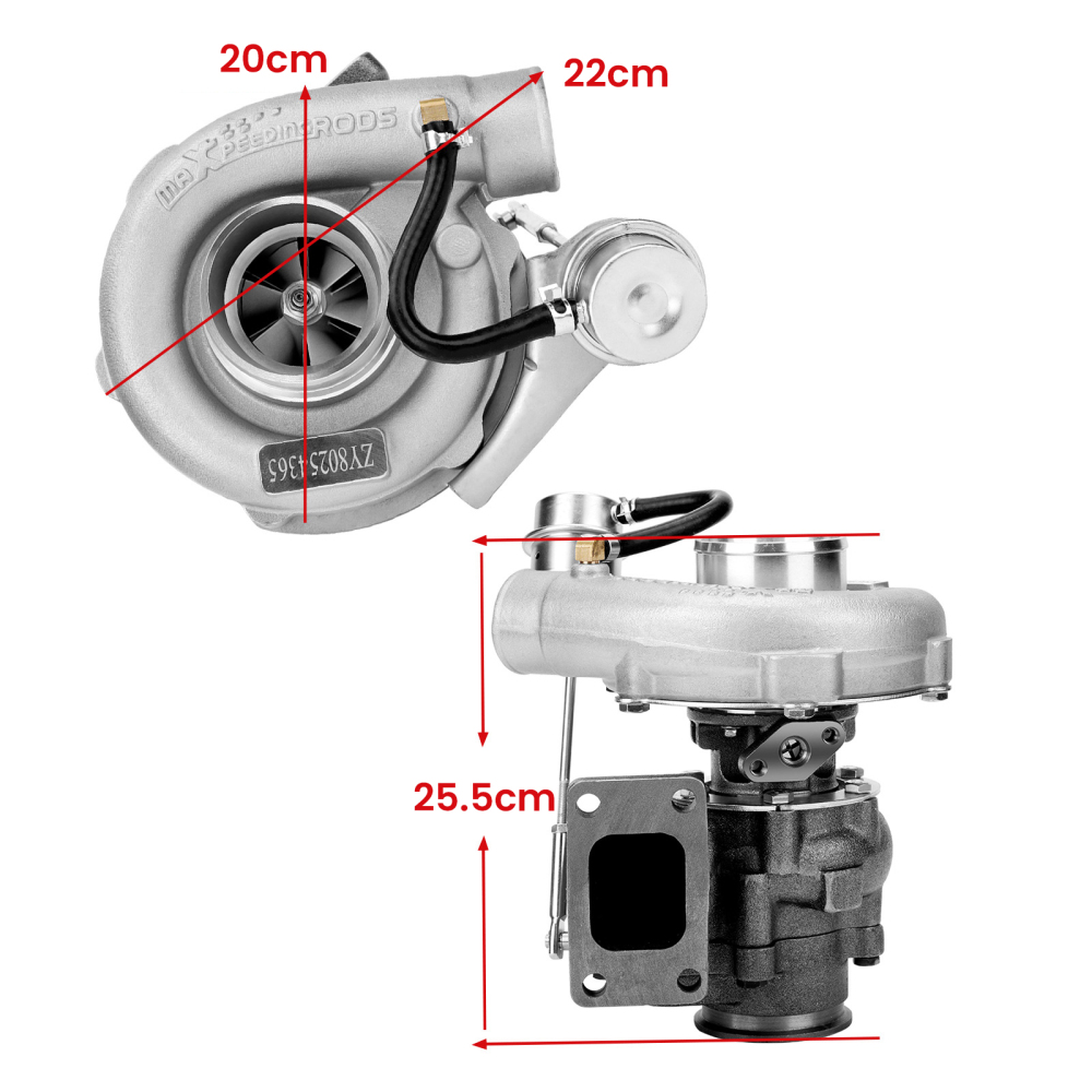 Turbocompresseur universel à bande en V hybride dhuile T3 T4 Turbo .63 A / R pour 4 6 cylindres tcd