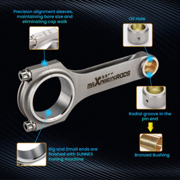Compatible for Fiat 2.0 coupe 5 cyl 20V Turbo 145mm Connecting Rod - High Performance 4340 EN24 H-Beam Conrods