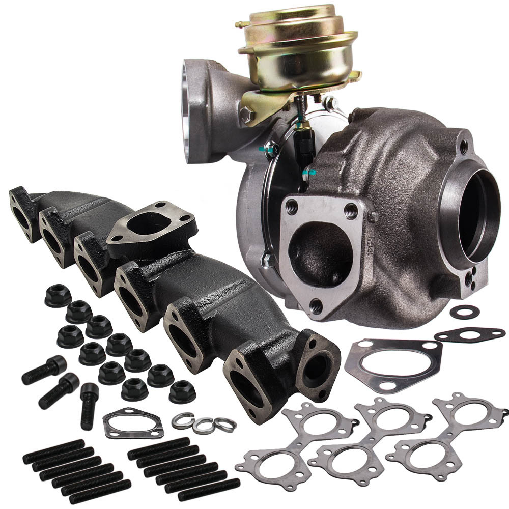 Turbo Turbocompresor + Kit de colector de compatible para escape compatible para BMW E53 X5 7791044F 11627788422 Turbo Turbocompresor + Kit de colector de compatible para escape compatible para BMW E53 X5 7791044F 11627788422