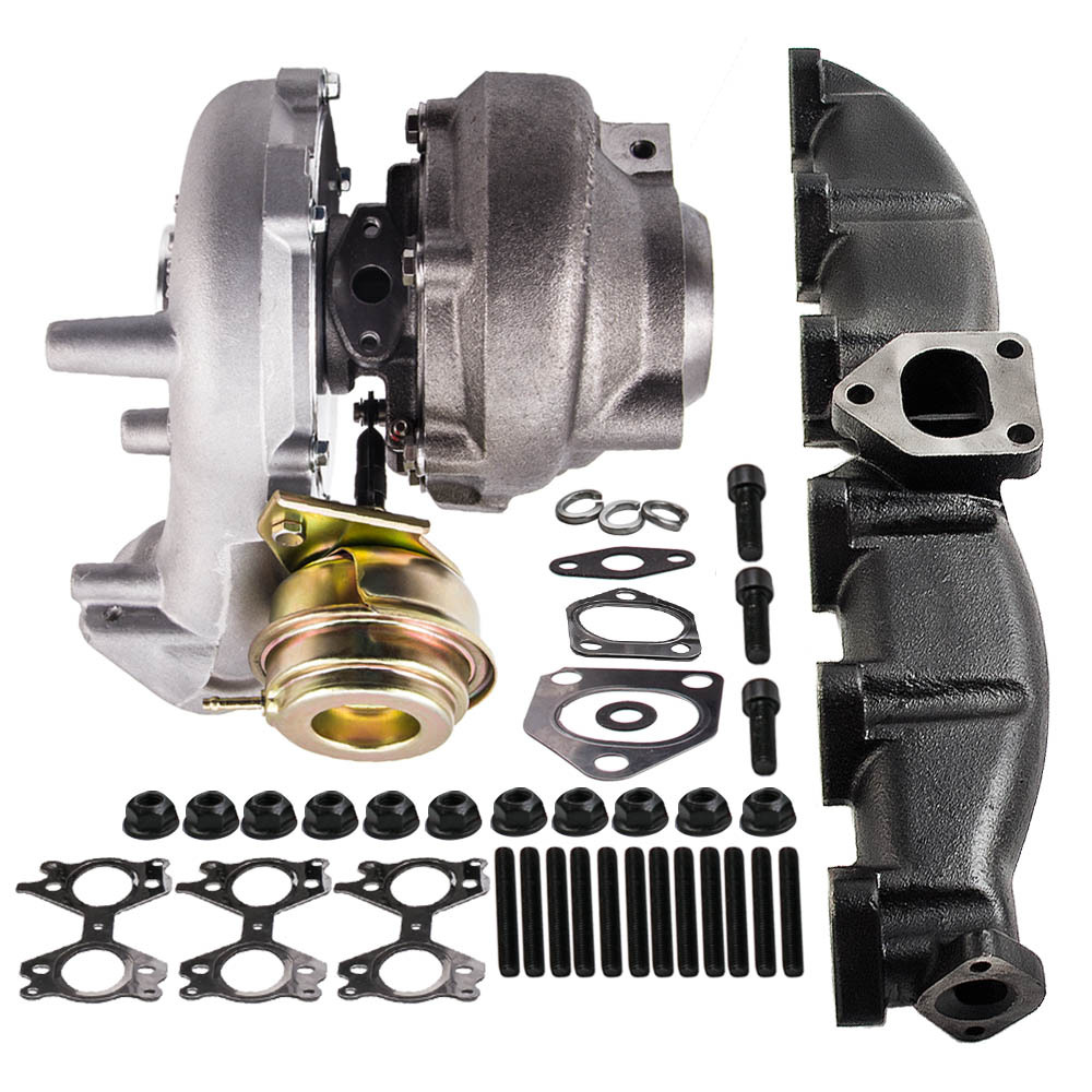 Turbo Turbocompresor + Kit de colector de compatible para escape compatible para BMW E53 X5 7791044F 11627788422 Turbo Turbocompresor + Kit de colector de compatible para escape compatible para BMW E53 X5 7791044F 11627788422