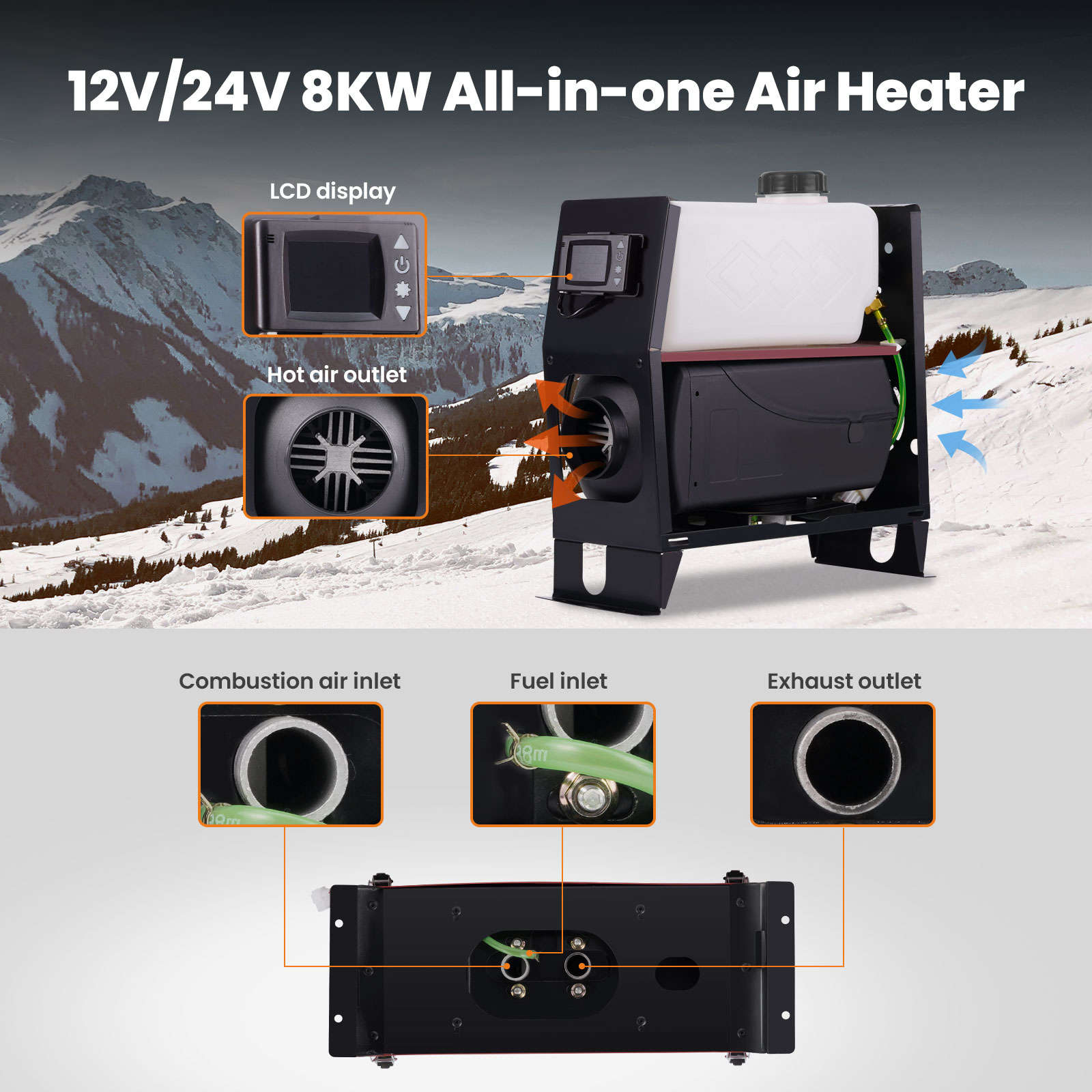 Cinebasto VEVOR 12V 8KW Diesel Air Heater - Accessori Auto In
