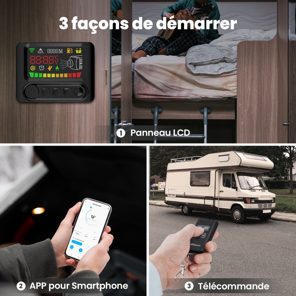 Chauffe-air diesel de 5KW avec commande Moblie pour camping-cars, pour campervans, pour travel trailers