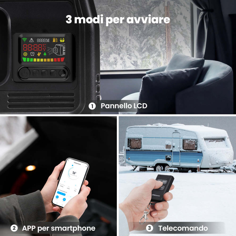 Aggiornato riscaldatore diesel aria LCD Bluetooth® 5KW 12V per camion camper caravan RV