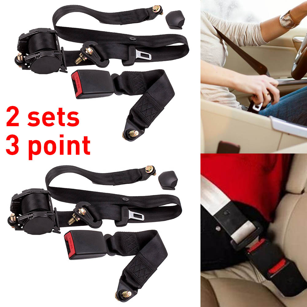 2 Set Universel 3 points réglable ceinture de sécurité véhicule Auto Voiture Van