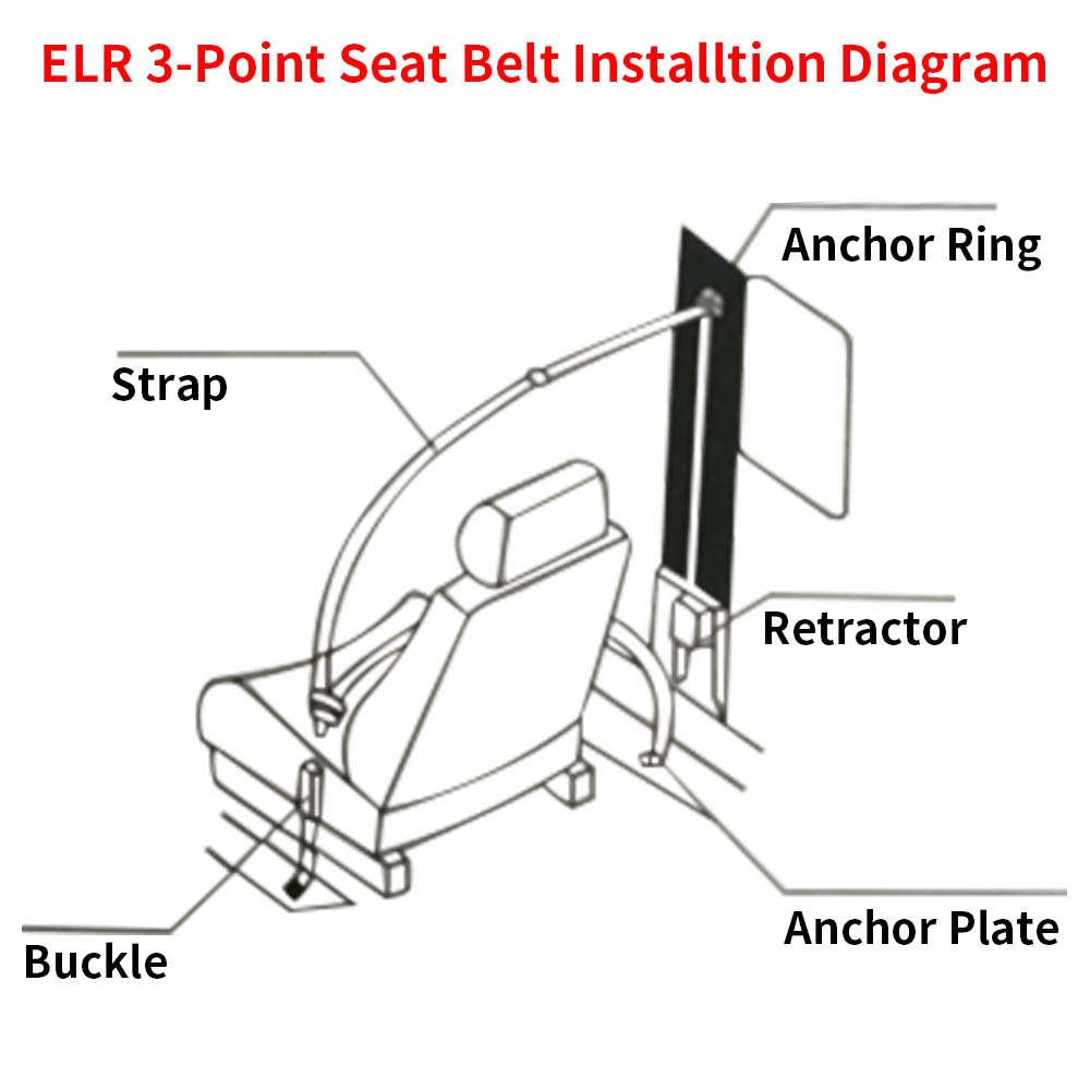 Cinturón Diagonal Cinturón de Seguridad de asiento de auto coche 3 puntos Blac