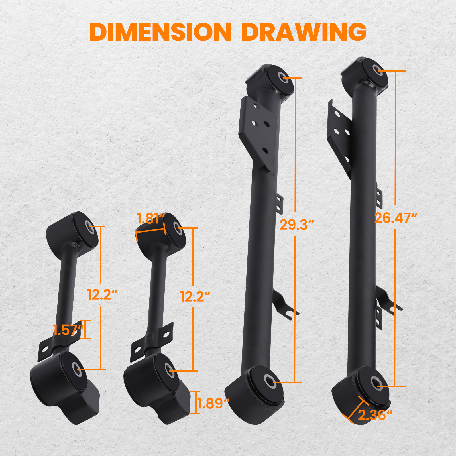 Rear Upper and Lower Trailing Control Arm Set compatible for