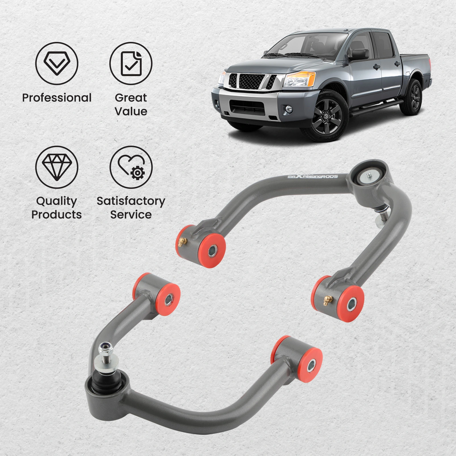 Front Upper Control Arms For Nissan Armada & Titan (2-4" Lift) - Pair, Greasable