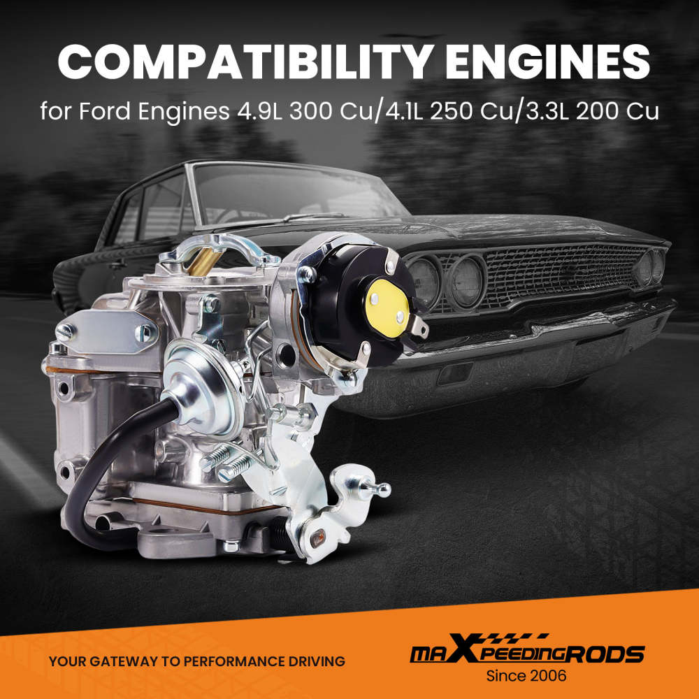 1BBL E-Choke Carburatore compatibile per Ford F150 250 E-250 4.9L 300cu I6 65-85 Carburetor