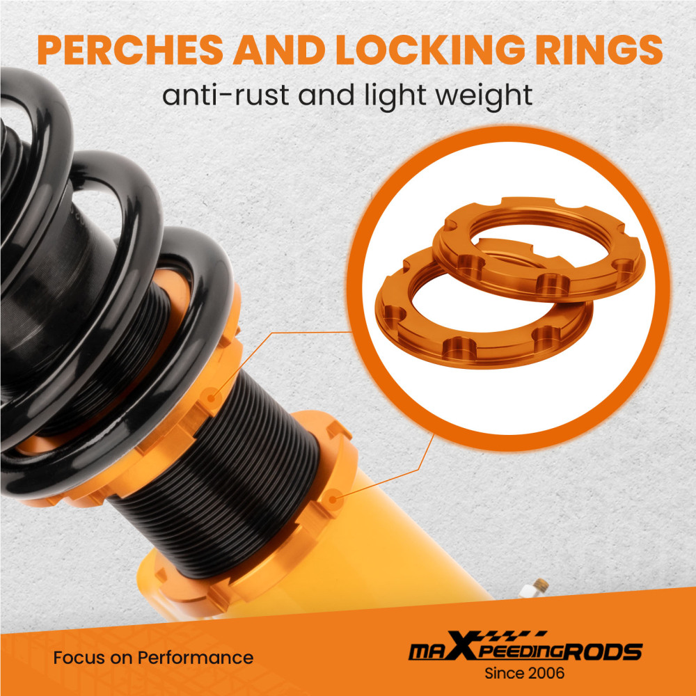 Maxpeedingrods puntales de resorte helicoidal de altura ajustable compatible para BMW 3 Convertible (E36) 318i; 320i; 323i; 325i; 328i; (03/1993-04/1999)