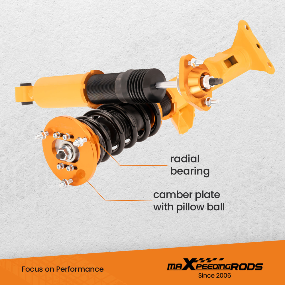 Maxpeedingrods puntales de resorte helicoidal de altura ajustable compatible para BMW 3 Convertible (E36) 318i; 320i; 323i; 325i; 328i; (03/1993-04/1999)