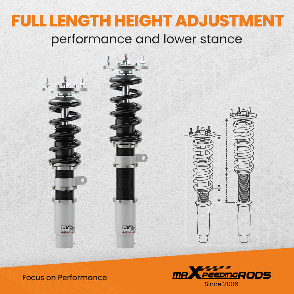 4PCS suspension combines filetes Amortisseurs reglable compatible pour BMW  E46 3Series 316i