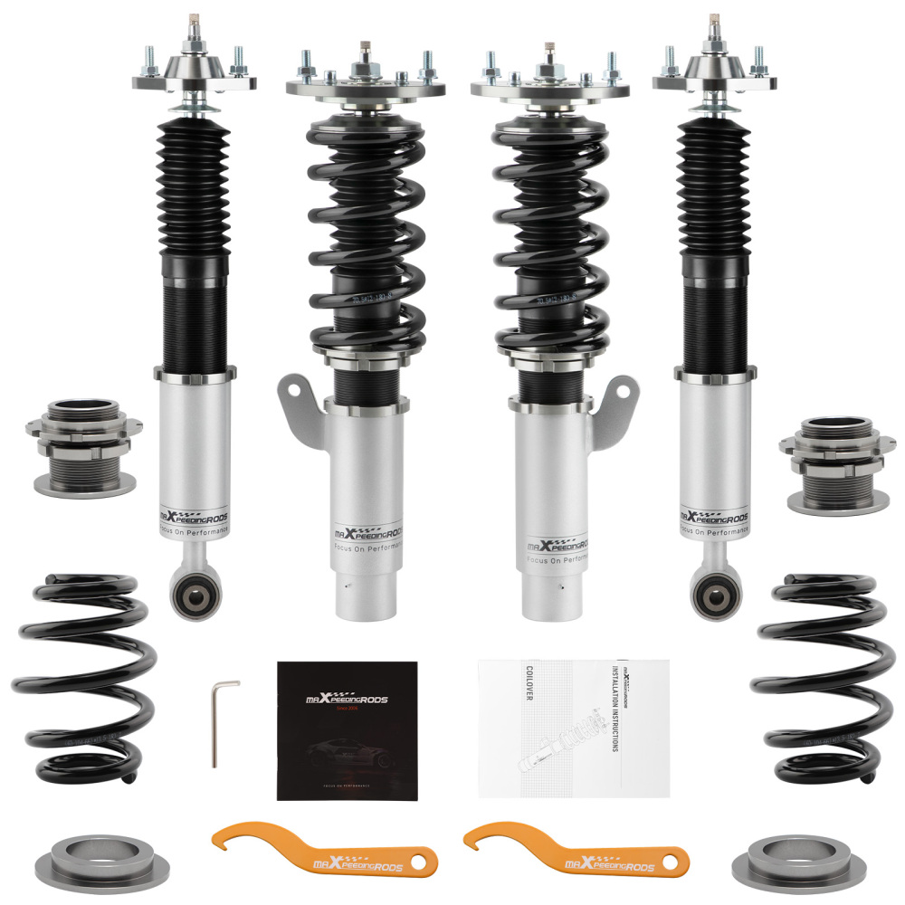 Kit suspension combines filetes Amortisseurs reglable compatible pour BMW E46 3 Serie kit dabaissement