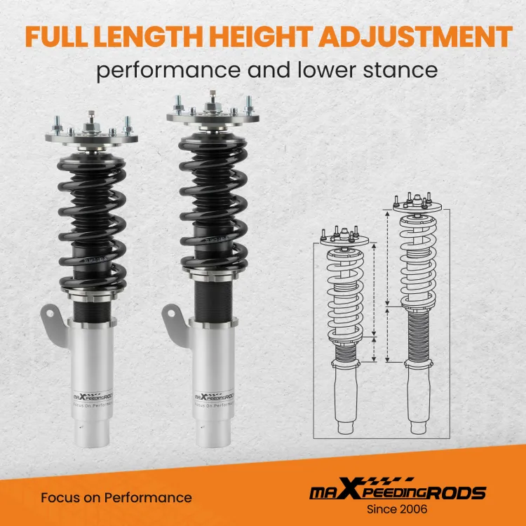 Kit Suspensions Coilovers Réglables MaXpeedingrods Pour BMW Série 3 E46 (1998-2005) - Hauteur Et Amortissement Réglables