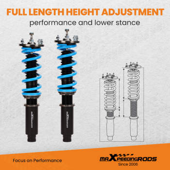 Maxpeedingrods 24-Way Adjustable Coilovers Struts Compatible For Honda Accord CG 98-02 Lowering Kit