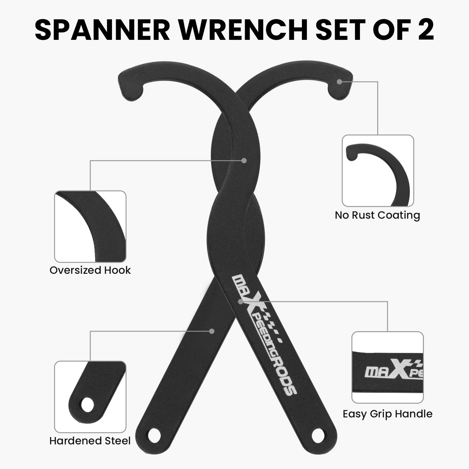 6 Pieces Spanner Wrench Set Adjustable Coilover Wrench Spanners Hoo