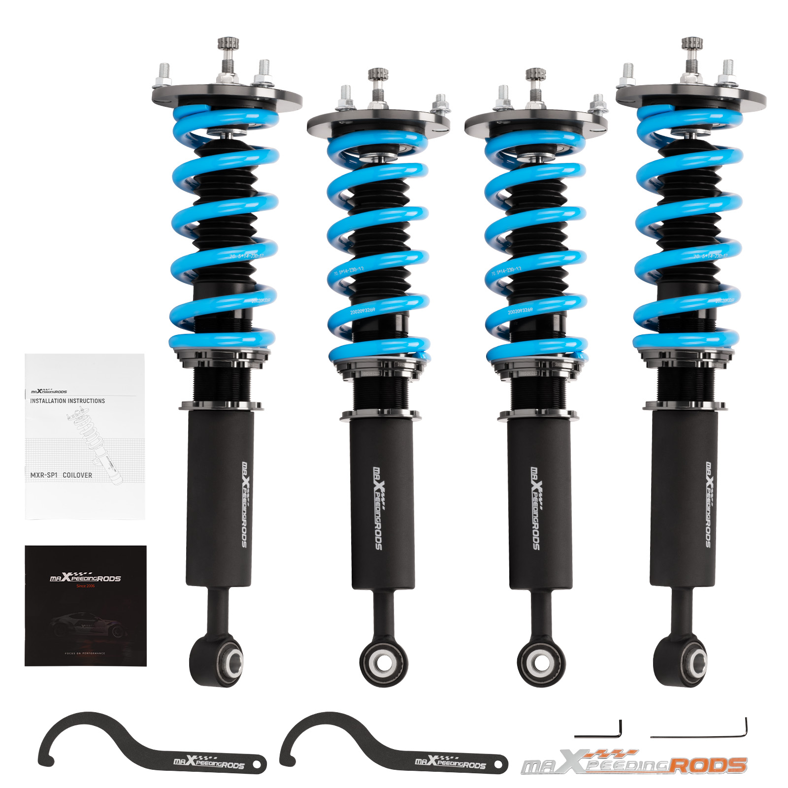 Black/Blue Coilovers Shock Absorber Kit Compatible For Lexus Ls430 2001-2006 Usa Ucf30 Lowering Kit