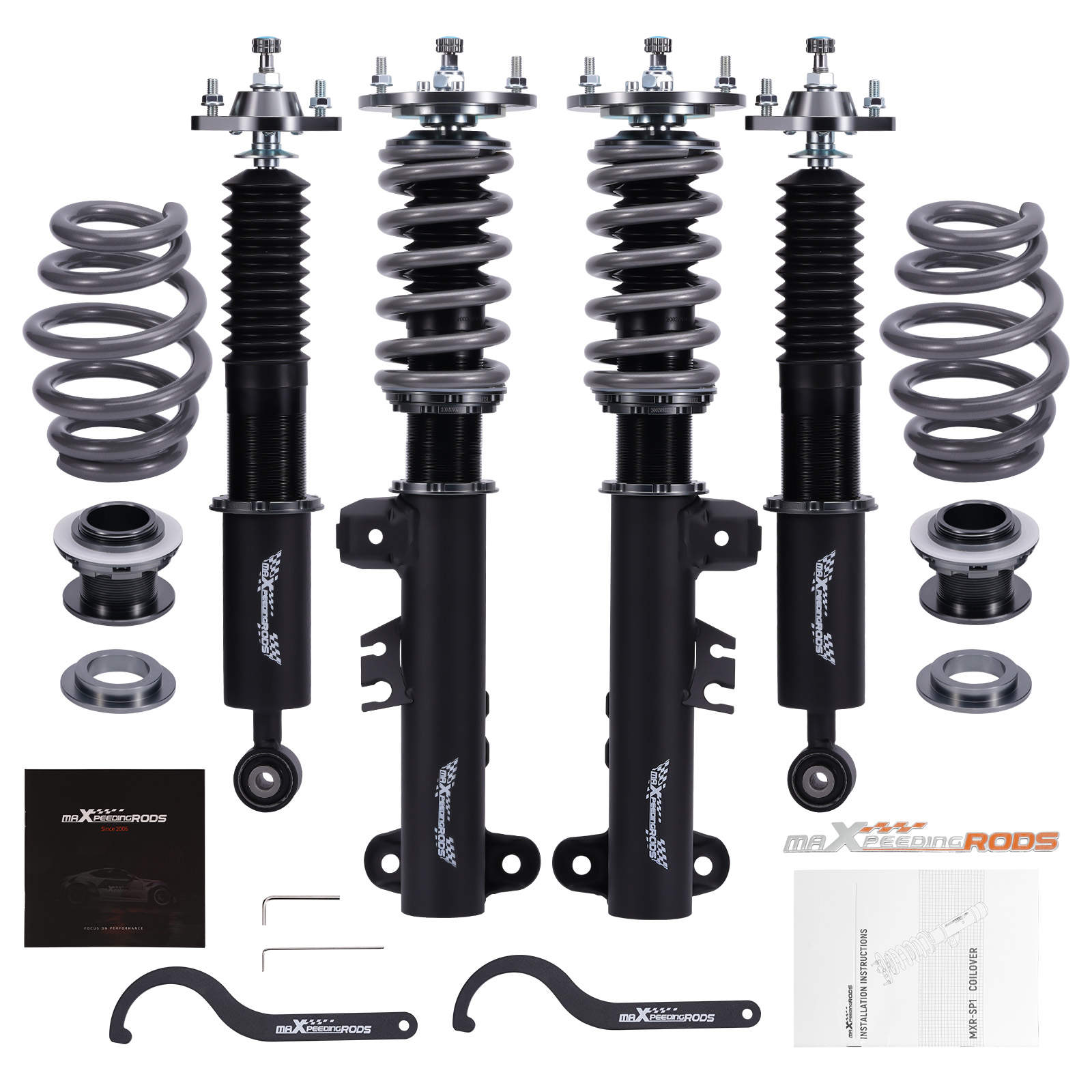 Maxpeedingrods T7 24-Level Rebound Damping Adj. Coilovers Kit Compatible for BMW 3 Series E36