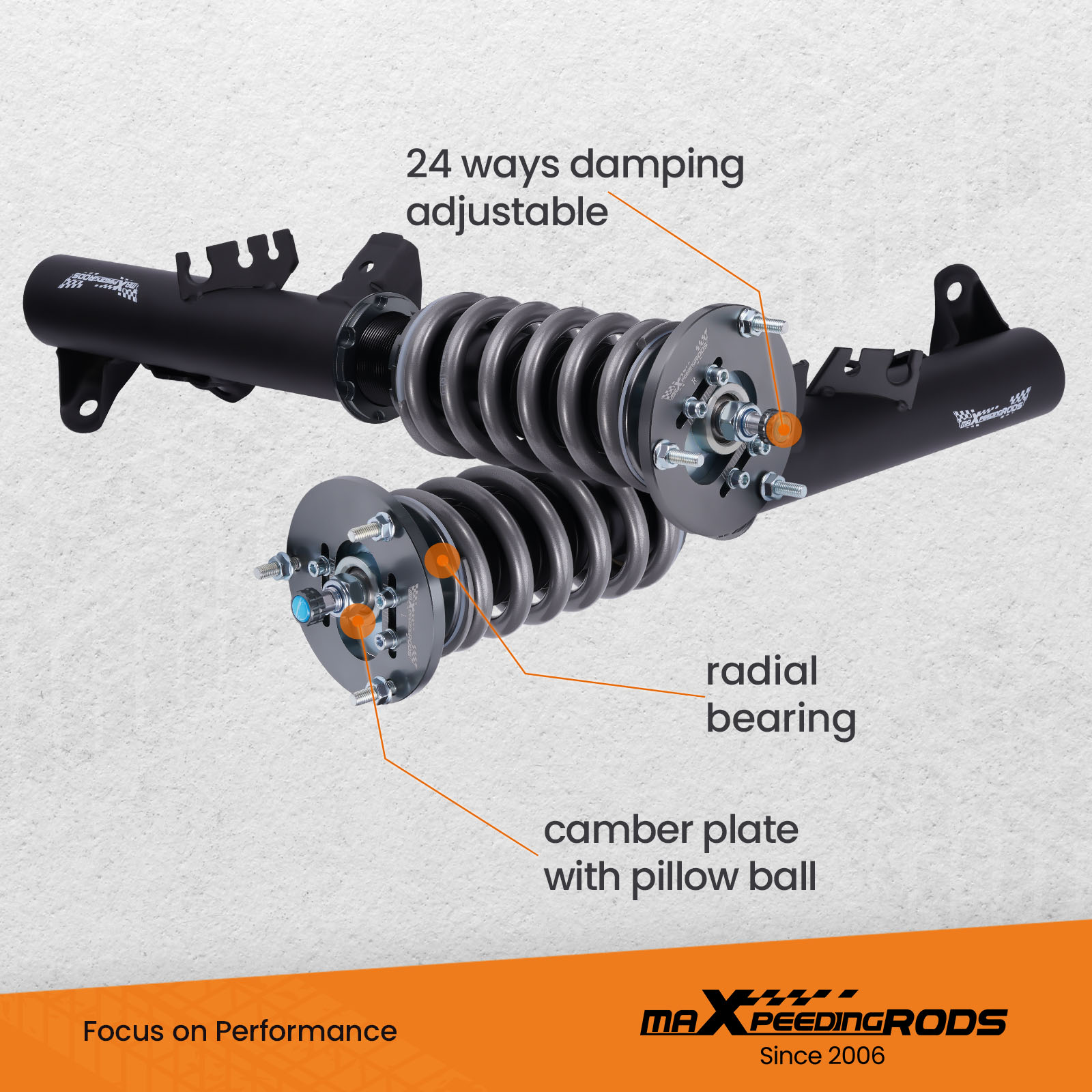 Maxpeedingrods Coilover Suspension Kit 24 Way Damper For BMW E36 Sedan Coupe Convertible 90 99