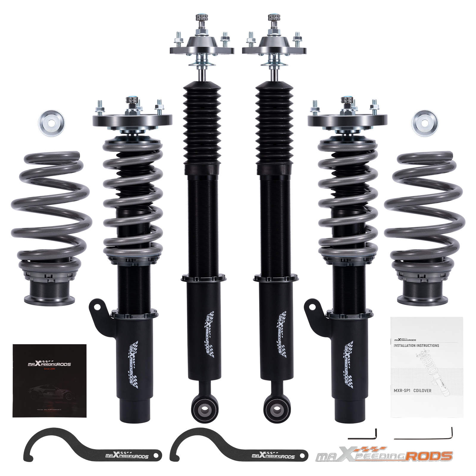 Maxpeedingrods 24 Way Adjustable Damper Coilovers Shock Struts compatible  for BMW E46 3 Series 98-02