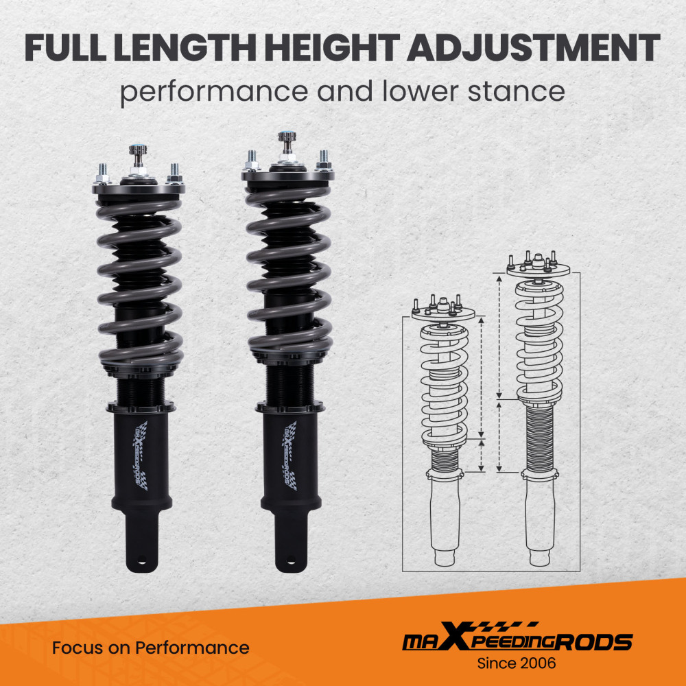 T7 Carreras Coilovers Amortiguación Ajustable de 24 niveles compatible para Honda Civic Eg Ek