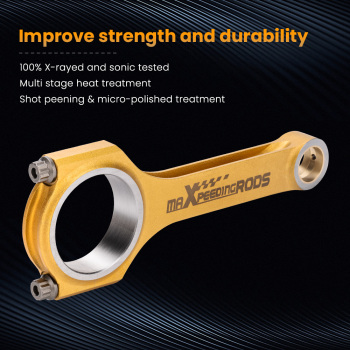 Titanizing H-BeamConnecting Rods+ARP2000 Bolts compatible for Fiat 500 2 Cylinder 130mm