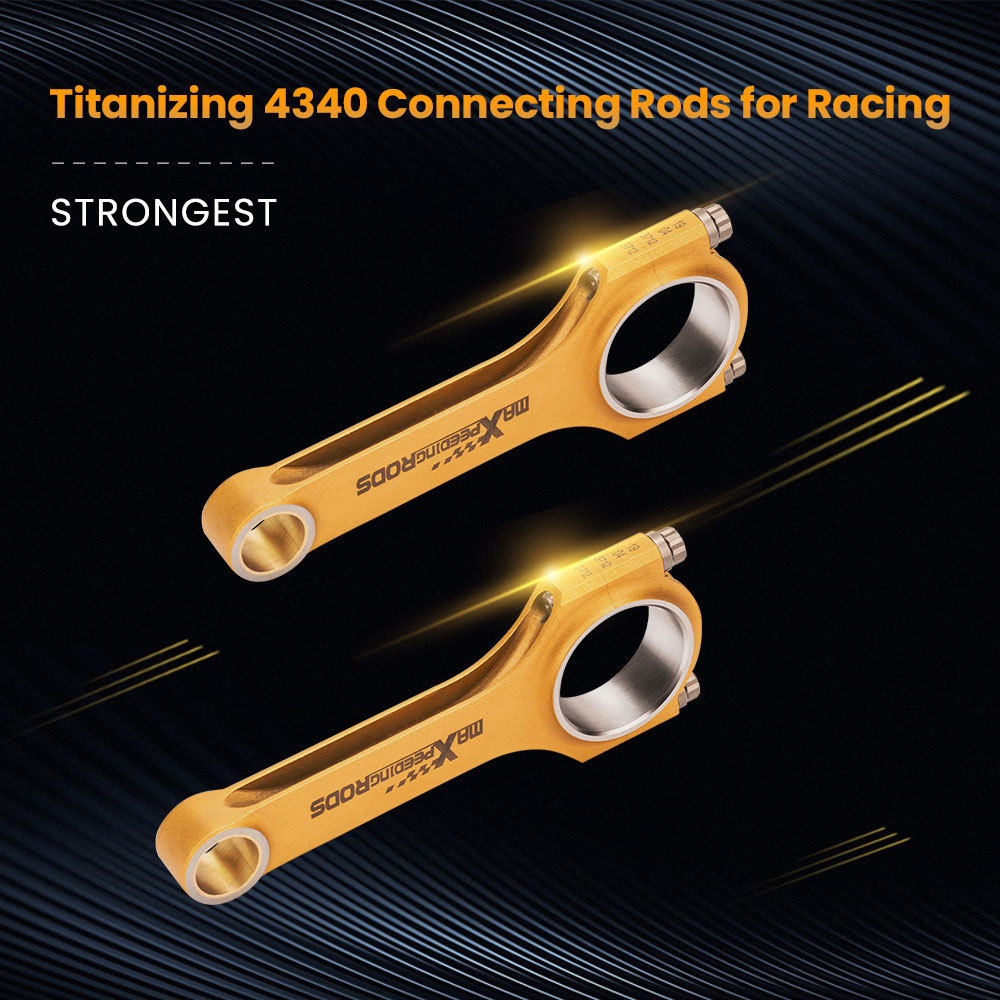 Titanizing H-BeamConnecting Rods+ARP2000 Bolts compatible for Fiat 500 2 Cylinder 130mm