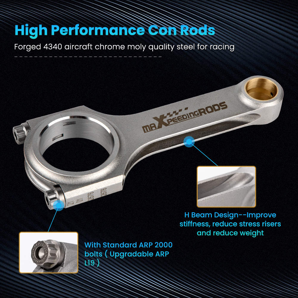 Forged SAE 4340 Connecting Rods+ARP Bolts compatible for Mazda Speed 3 MZR  2.3L DISI Turbo-Maxpeedingrods