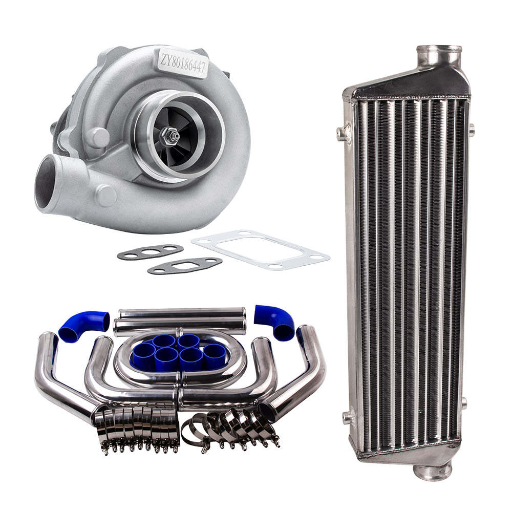 T3 / T4 T04E Turbo / turbocompresseur universel 0,63 A / R avec refroidisseur intermédiaire et kits de tuyaux de tuyauterie