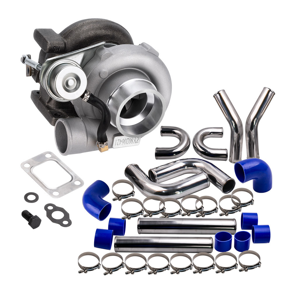 Universal T25 T28 Turbocharger and 3 inch 76mm Intercooler Piping pipe Blue hose Kits