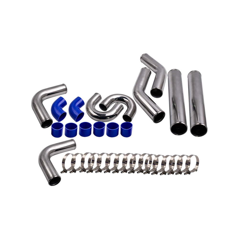Universal T25 T28 Turbocharger and 3 inch 76mm Intercooler Piping pipe Blue hose Kits