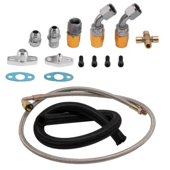 For GT3582 Oil Line Kit + Exhaust Manifold compatible for Nissan Safari 4.2L TD42 TB42 TB45