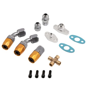 For GT3582 Oil Line Kit + Exhaust Manifold compatible for Nissan Safari 4.2L TD42 TB42 TB45