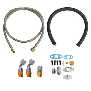 5PC T3 T04E 420 HP Turbo Kit Oil Feed Return Line Intercooler Pipes for 3.0-5.0L