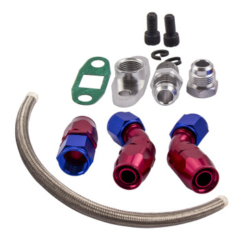 For GT45 Turbocharger T4 V-BAND 78Trim 600+HP Boost+Oil Feed /Oil Drain Return Line
