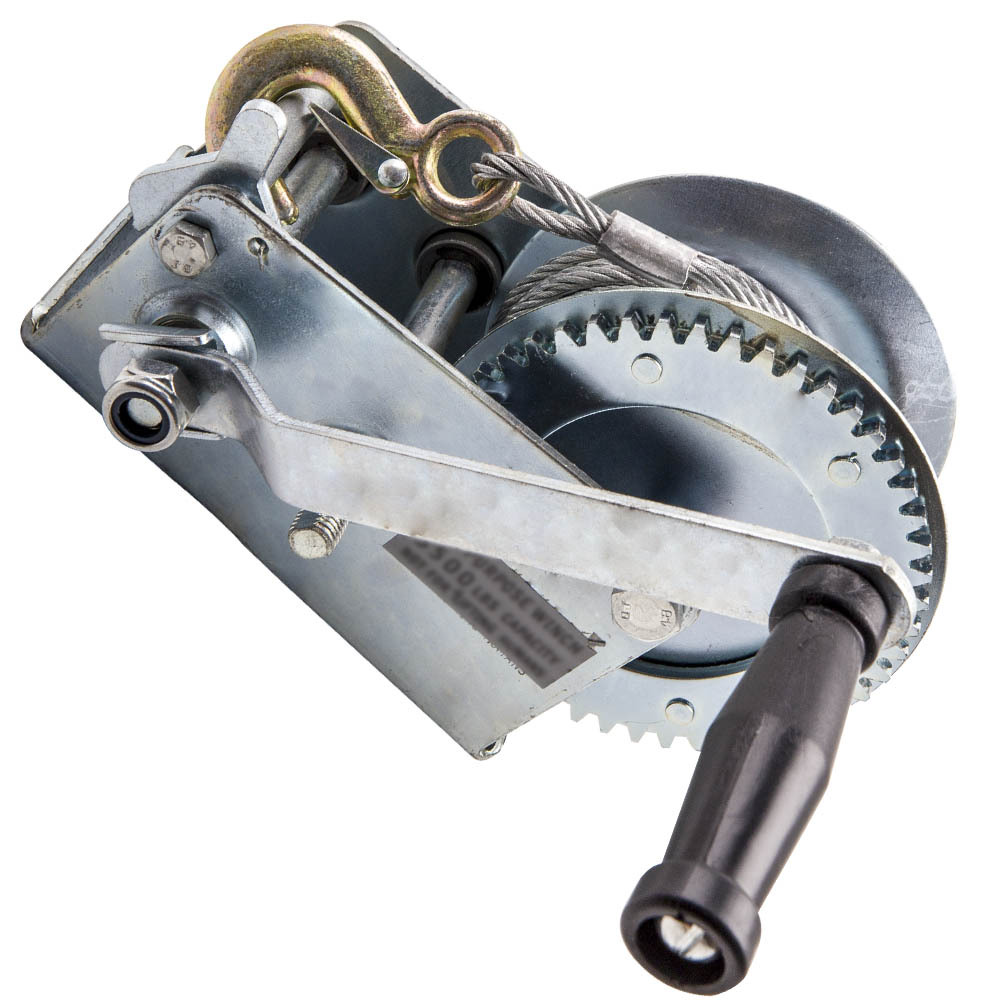 3500lbs Dual Gear Hand Winch Crank 10m Steel Strap Heavy Duty ATV Boat Trailer