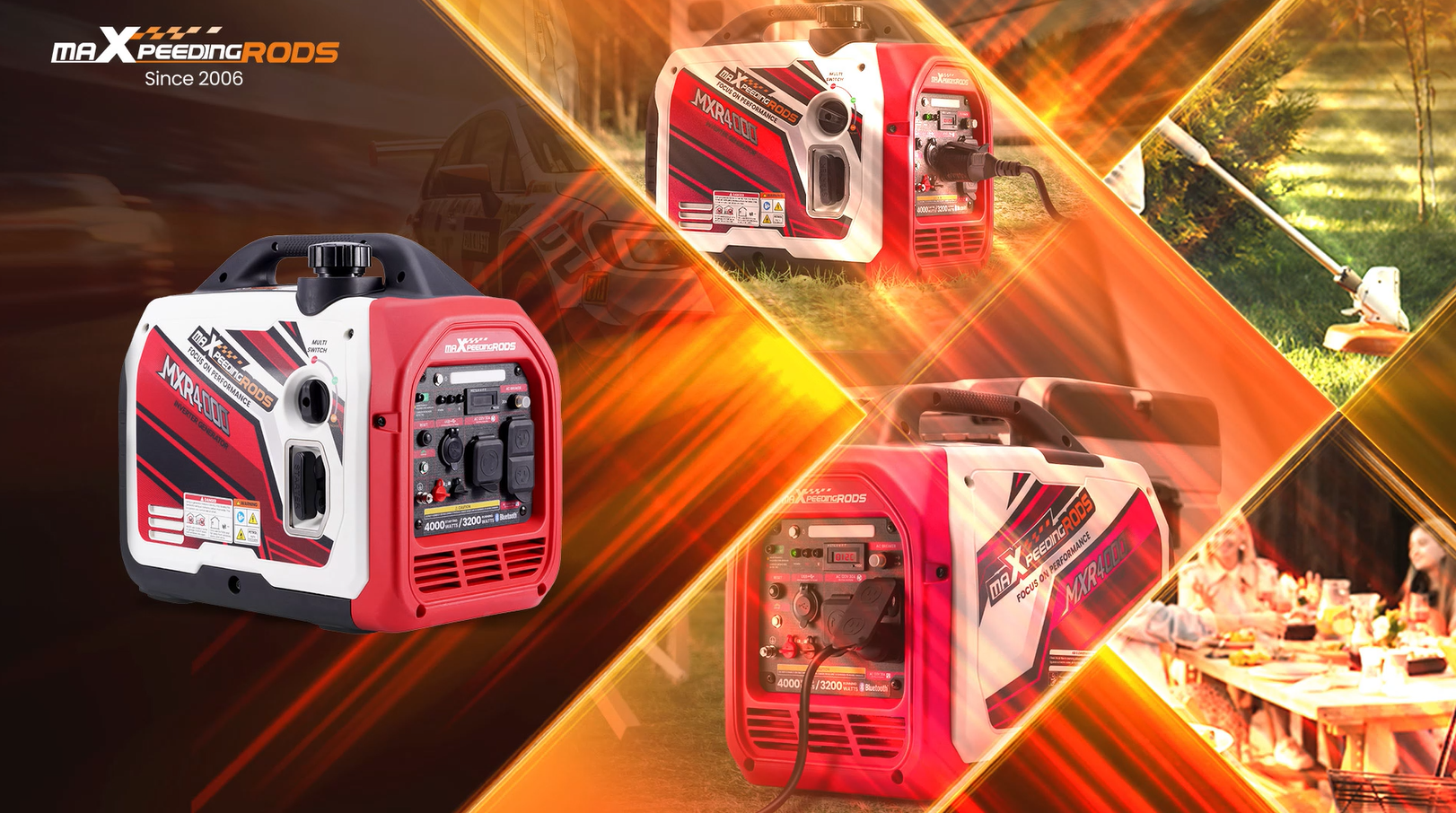 4000W Gas Generator Inverter Portable for Home Camping EV-Charging w/ Bluetooth 4000W Gas Generator Inverter Portable for Home Camping EV-Charging w/ Bluetooth