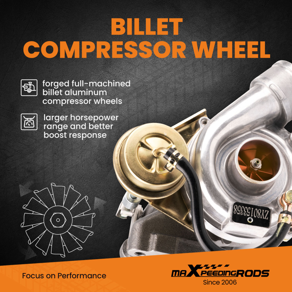 Street Type Turbocompresor compatible para Audi A4 A6 compatible para VW Passat 1.8T Quattro 53049700015rueda de compresor de palanquilla