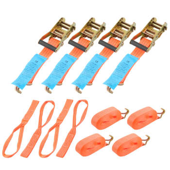 4 x Professional Car Transport Tension Belt Wheel Lock Tire Belt Lashing Straps