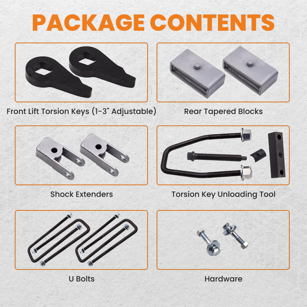 1inch-3inch Front 2inch Rear Leveling Lift Kit compatible for Chevy Silverado Sierra 1500 1999-2007