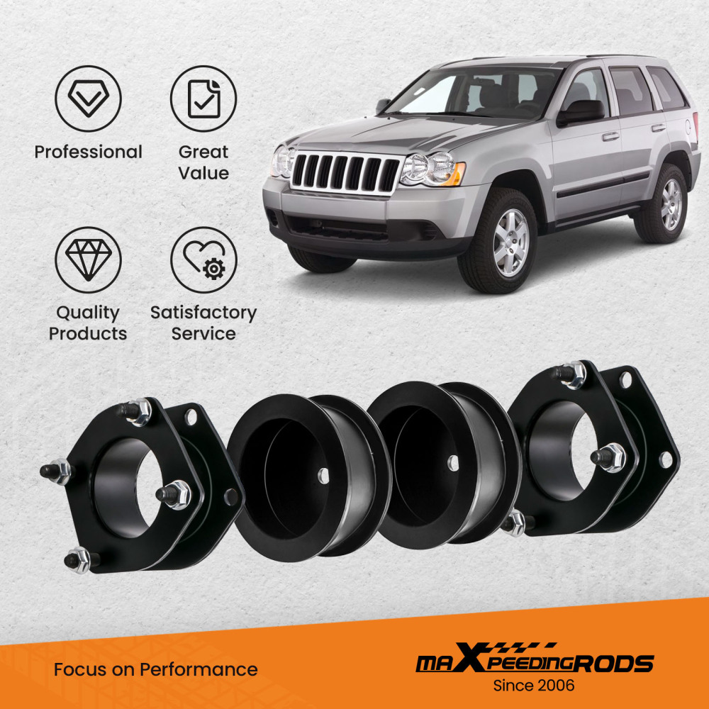 2 pouce + 2 pouce Avant + Arrière Lift Kit Strut Spacers 05-10 compatible pour Jeep Grand Cherokee WK
