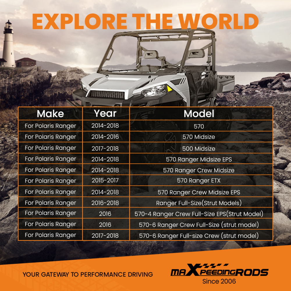 Delantero Trasero UTV 2 pulgada compatible para Polaris Ranger 570 Ajuste Kit de Elevación 14-18