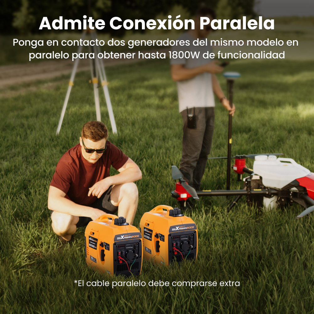 1200W Generador inversor portátil 11.5kg Silenciar gasolina 230V 2XUSB