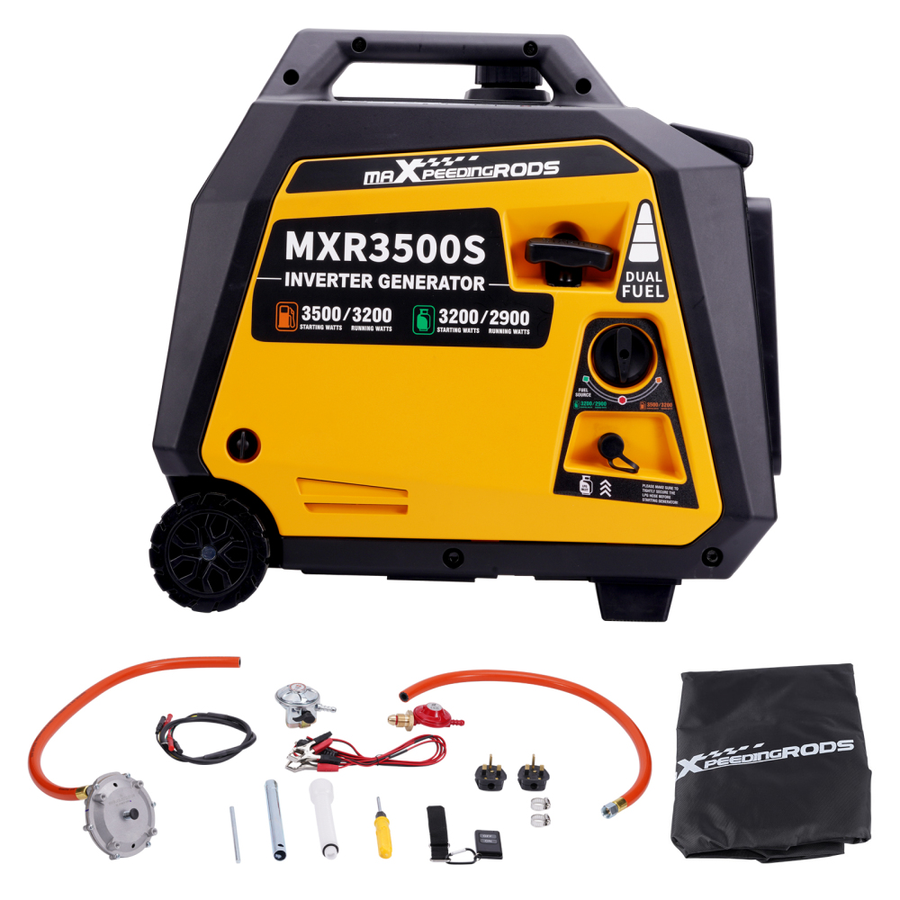 maXpeedingrods 3500W Petrol Inverter Generator Dual Fuel 4-Stroke Electric Start Generator for Camping, RV Travel, Home, or Jobsites
