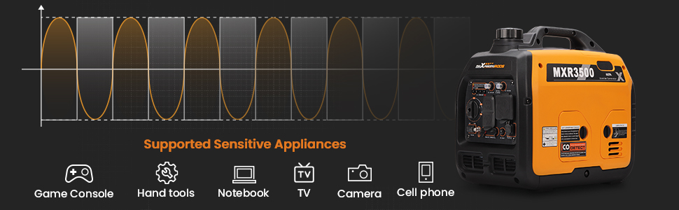 Maxpeedingrods MXR3500-US Inverter Generator 3000W/3500W Low THD Parallel  and RV Ready with CO Alert Gas New