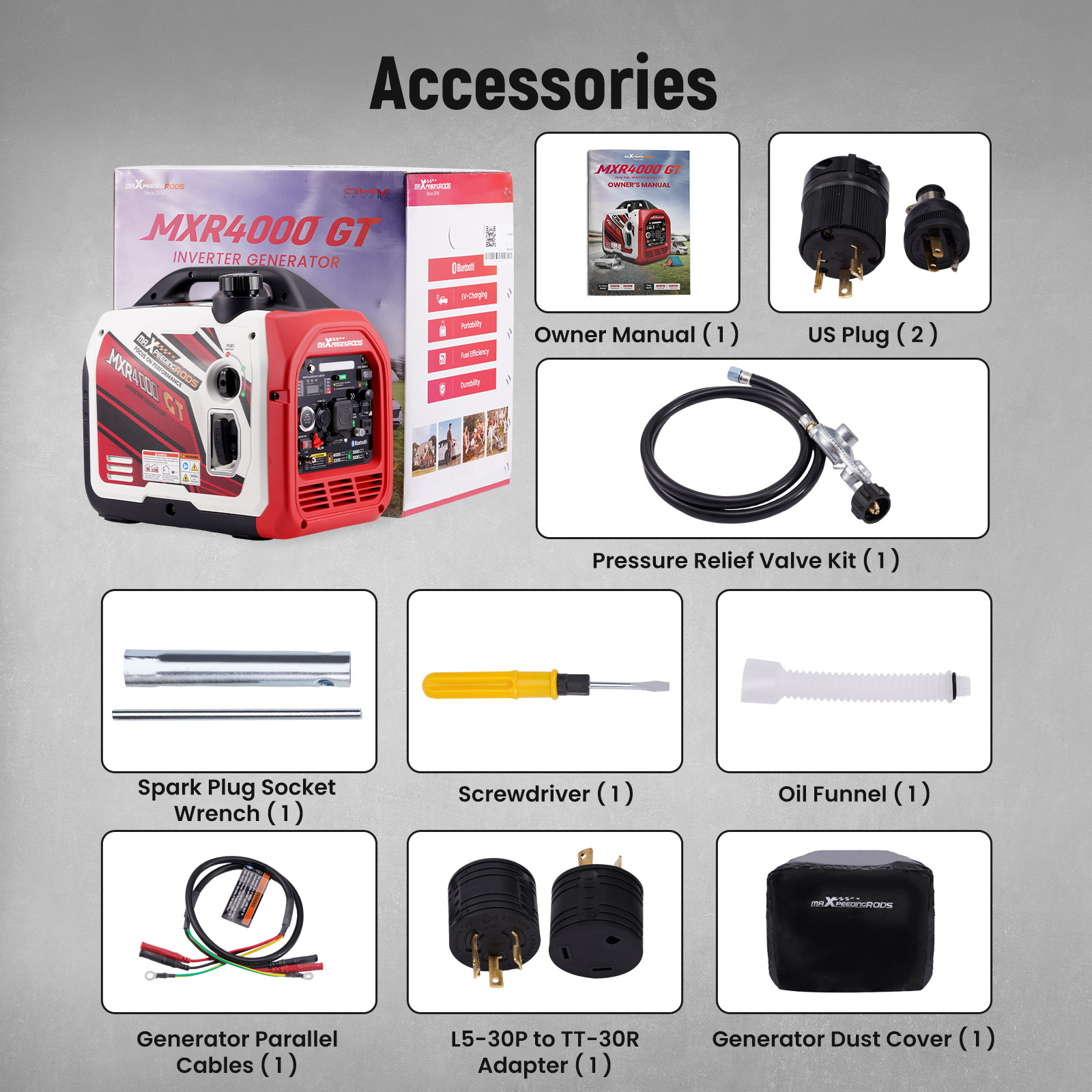 4KW Gas / LPG Portable Generator Inverter Bluetooth EV-ChargingECO 