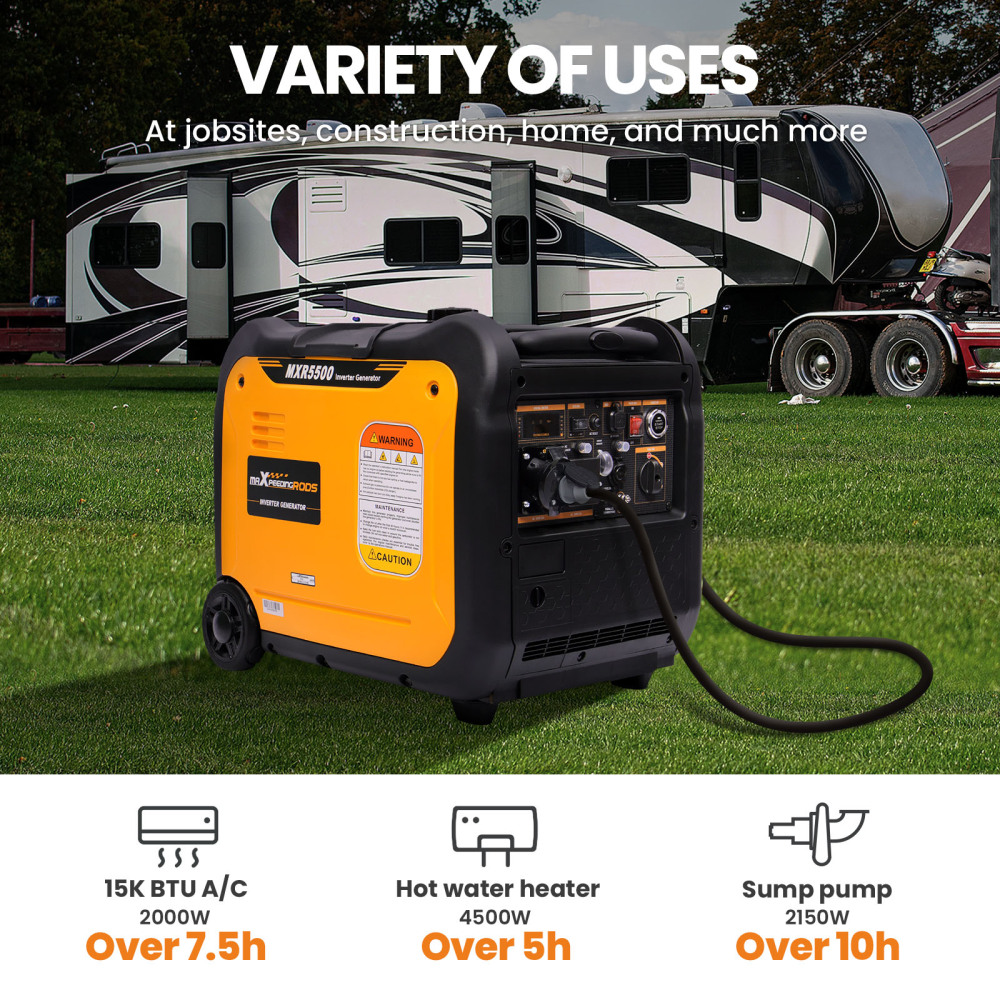 maXpeedingrods 5500W Portable Inverter Generator Petrol Silent Pure Sine Wave Generator for Camping, RV Travel,Home,or Jobsites