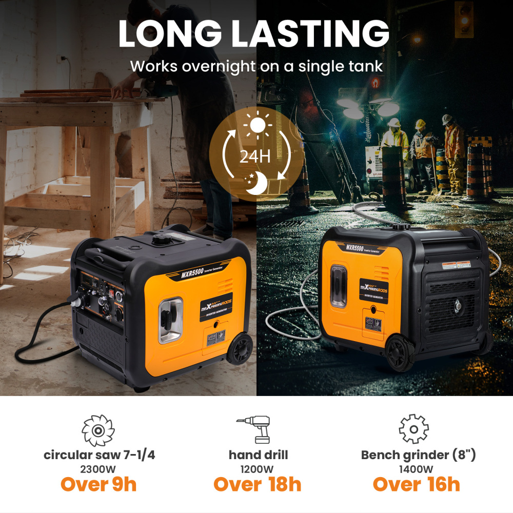 maXpeedingrods 5500W Portable Inverter Generator Petrol Silent Pure Sine Wave Generator for Camping, RV Travel,Home,or Jobsites