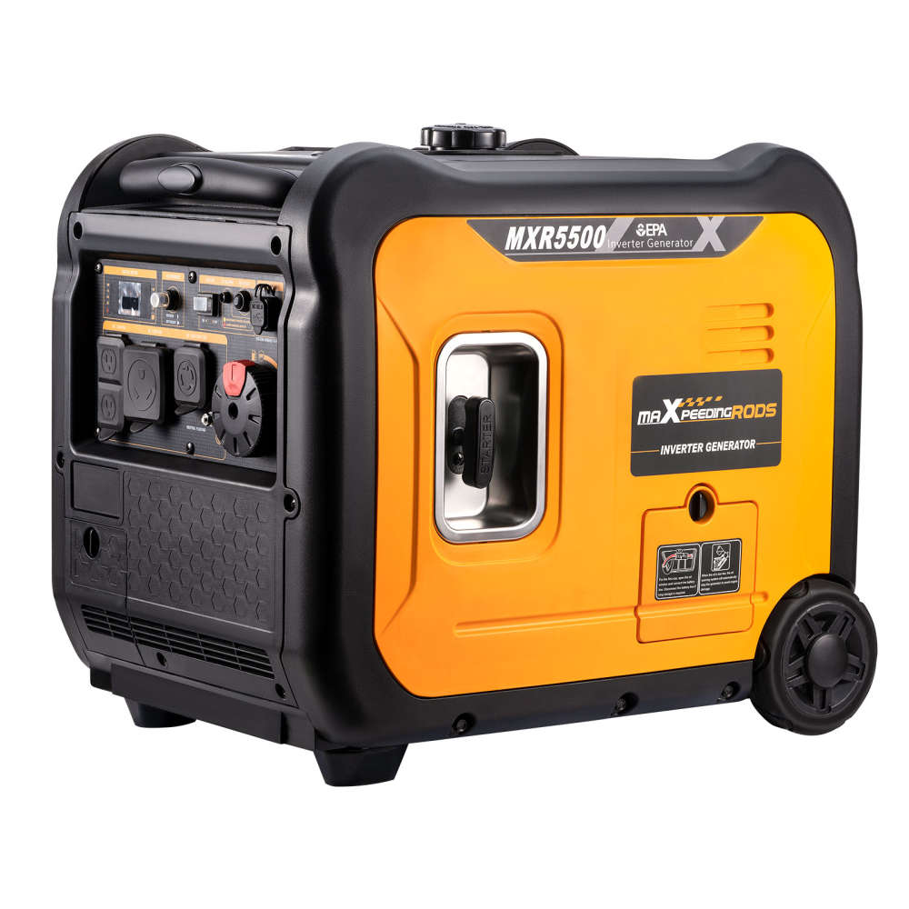 Gas Powered 5500-Watt Portable Quiet Operation Inverter Generator for Home Use Backup Power and Jobsites Woodwork