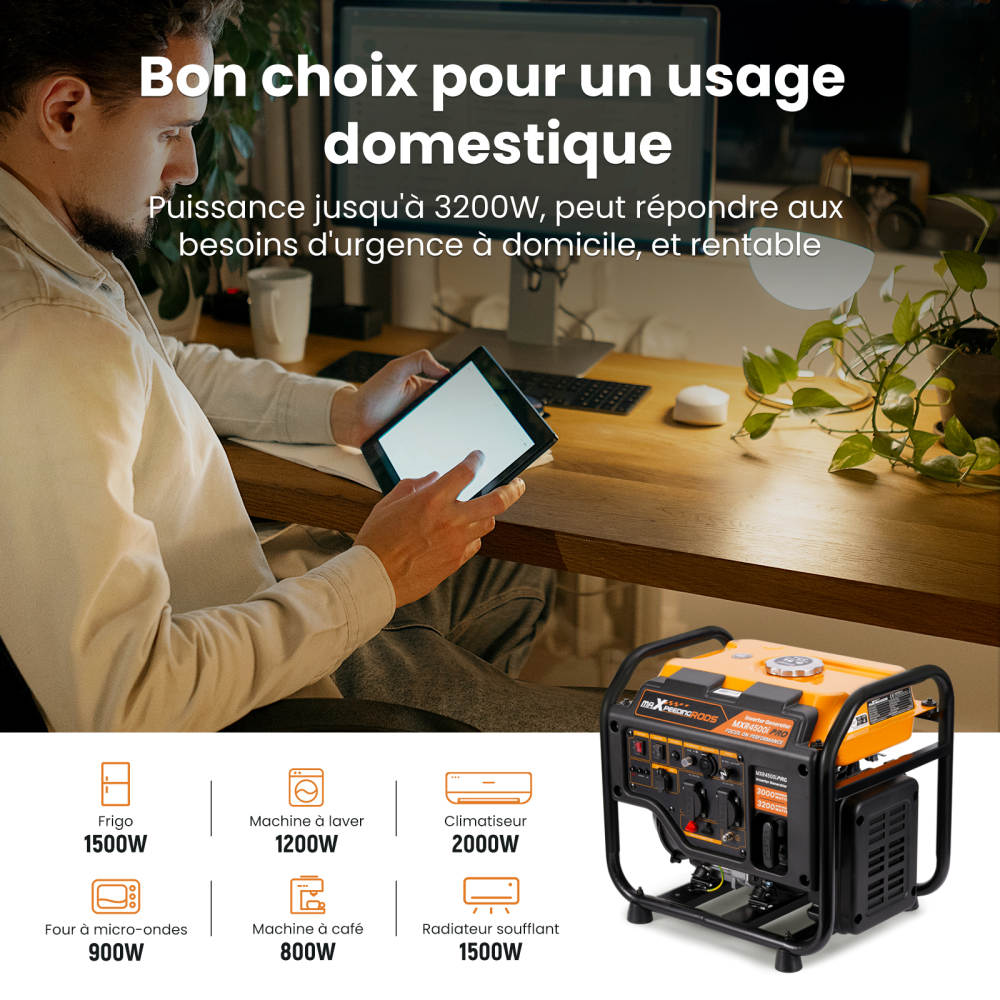 3,2kw Groupe Electrogene silencieux Inverter 4 Temps 230v Pour Chantier Camping