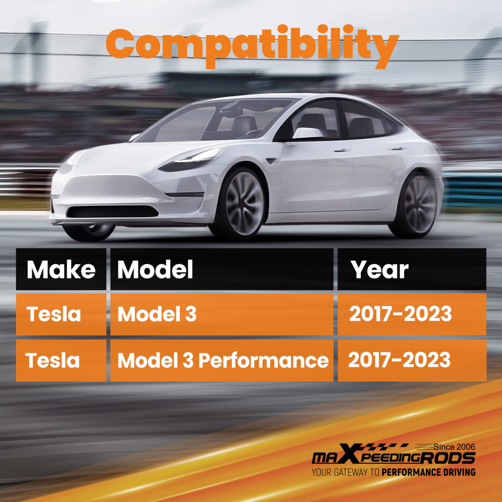 Compatible for Tesla 3 / 3 Performance 2017-2023 2x Balance Bar Damping Rod w/Bracket